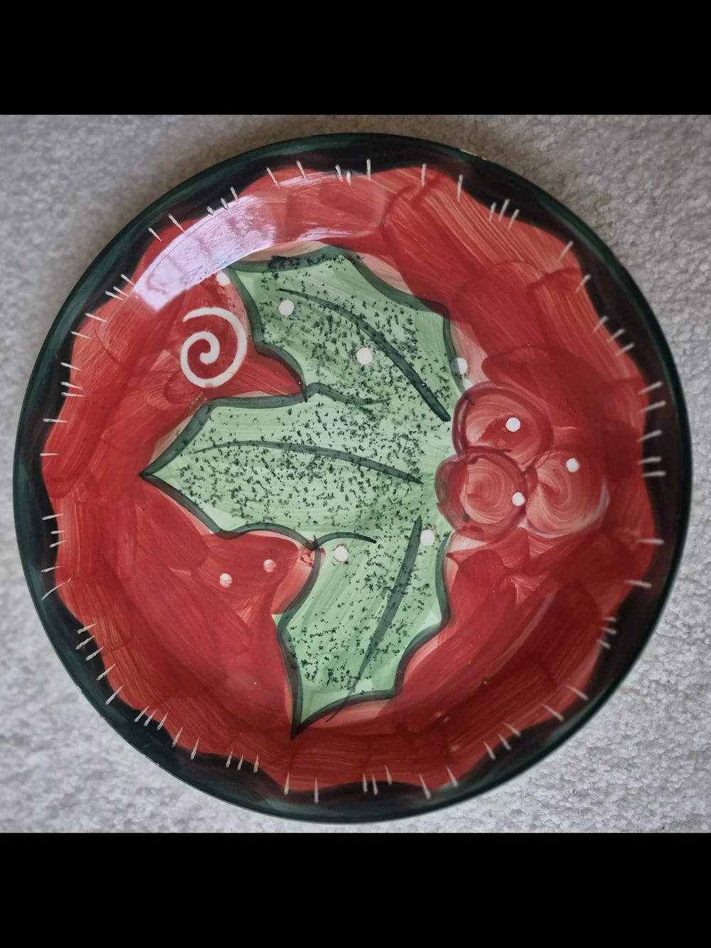 Studio Green Plate with Red and Blue Ornament Motifs
